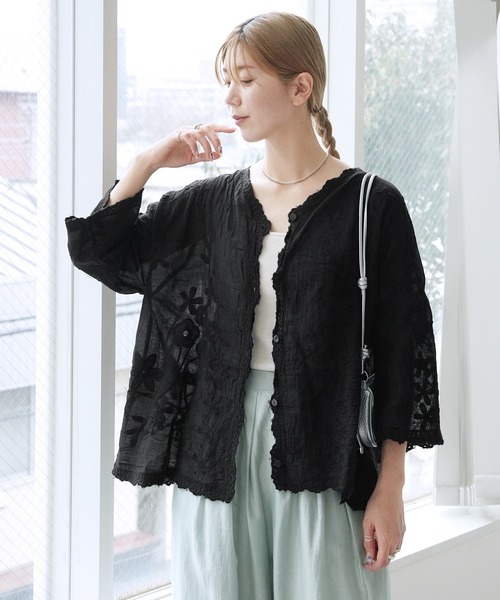 reca(レカ)の「レースシアーカーディガン(カーディガン/ボレロ・レディース・ブラック/ホワイト・M)」の16枚目の写真