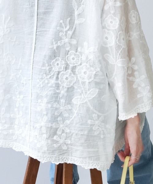 reca(レカ)の「レースシアーカーディガン(カーディガン/ボレロ・レディース・ブラック/ホワイト・M)」の4枚目の写真