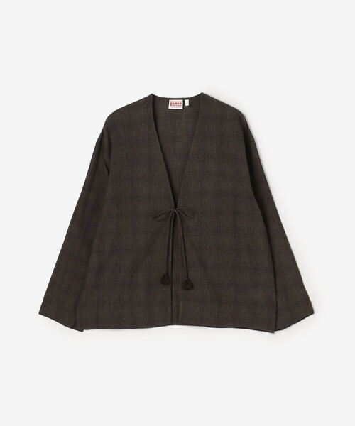 Bshop（ビショップ）の「INDIA INDUSTRY | ファインラインチェック カーディガンシャツ WOMEN（シャツ/ブラウス・レディース・グレー系その他/ベージュ系その他・1）」の2枚目の写真