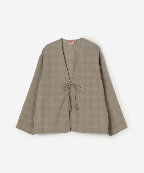 Bshop（ビショップ）の「INDIA INDUSTRY | ファインラインチェック カーディガンシャツ WOMEN（シャツ/ブラウス・レディース・グレー系その他/ベージュ系その他・1）」の3枚目の写真
