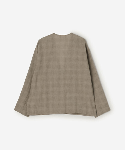 Bshop（ビショップ）の「INDIA INDUSTRY | ファインラインチェック カーディガンシャツ WOMEN（シャツ/ブラウス・レディース・グレー系その他/ベージュ系その他・1）」の4枚目の写真