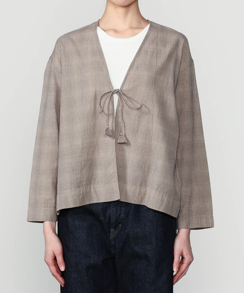 Bshop（ビショップ）の「INDIA INDUSTRY | ファインラインチェック カーディガンシャツ WOMEN（シャツ/ブラウス・レディース・グレー系その他/ベージュ系その他・1）」の9枚目の写真
