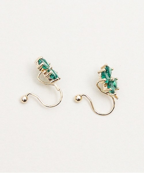 Zoule(ゾーラ)の「Zoule ゾーラ:FLOWER LETTER SERIES jewel flower letter3 花言葉 アジサイ クローバー イヤリング(イヤリング・レディース・パープル/グリーン・FREE)」の3枚目の写真