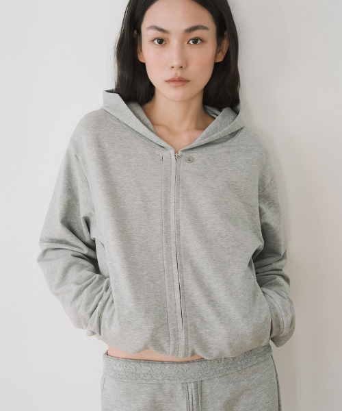 YEARNING(イヤニング)の「REGULAR JERSEY HOODIE ZIP-UP, GREY(パーカー・レディース・その他・FREE)」の1枚目の写真