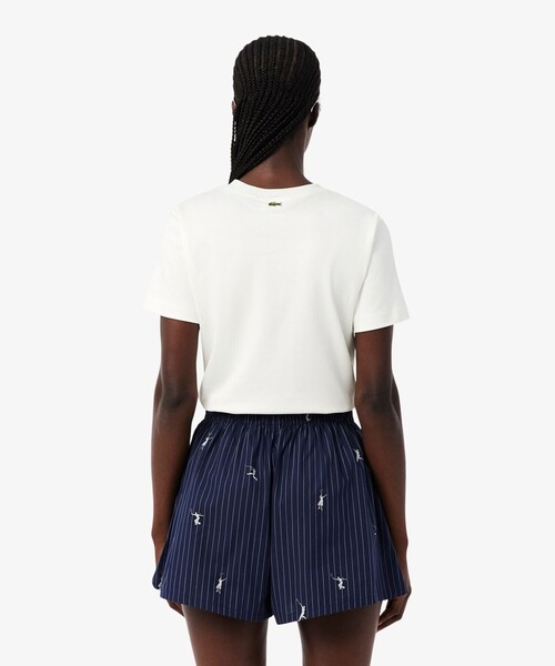 LACOSTE（ラコステ）の「カットワークテニス刺繍Tシャツ（Tシャツ/カットソー・レディース・オフホワイト・36/38）」の3枚目の写真
