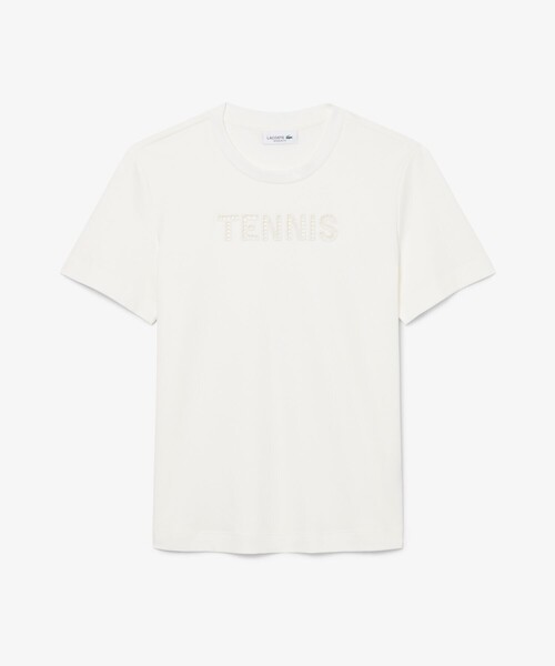 LACOSTE（ラコステ）の「カットワークテニス刺繍Tシャツ（Tシャツ/カットソー・レディース・オフホワイト・36/38）」の4枚目の写真