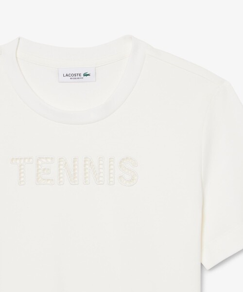 LACOSTE（ラコステ）の「カットワークテニス刺繍Tシャツ（Tシャツ/カットソー・レディース・オフホワイト・36/38）」の5枚目の写真
