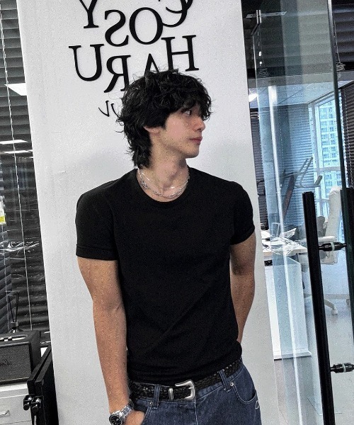 COSYHARU(コシハル)の「クロップマッスルフィット半袖Tシャツ(Tシャツ/カットソー・メンズ・ブラック系2/グレー系1/ブラック系1/ホワイト系2/グレー系2/ホワイト系1・FREE/MEDIUM/LARGE)」の11枚目の写真