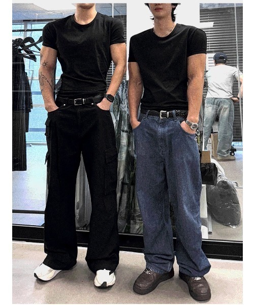 COSYHARU(コシハル)の「クロップマッスルフィット半袖Tシャツ(Tシャツ/カットソー・メンズ・ブラック系2/グレー系1/ブラック系1/ホワイト系2/グレー系2/ホワイト系1・FREE/MEDIUM/LARGE)」の12枚目の写真