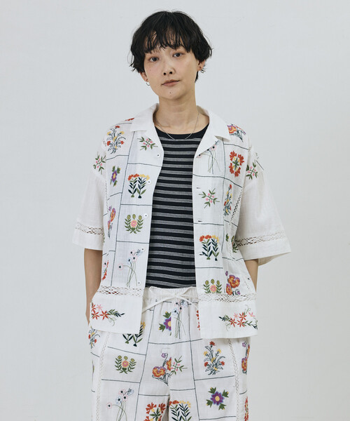 セール】Freada/フリーダ パッチワーク花刺繍シャツ（シャツ/ブラウス