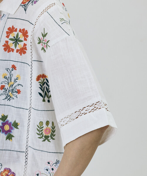 Freada/フリーダ パッチワーク花刺繍シャツ（シャツ/ブラウス