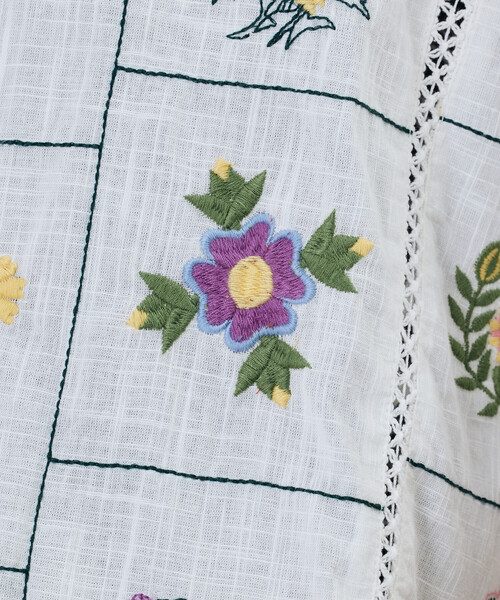Freada/フリーダ パッチワーク花刺繍シャツ（シャツ/ブラウス