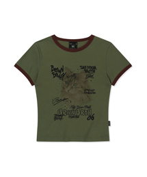 W KITTY RINGER TEE - KHAKI