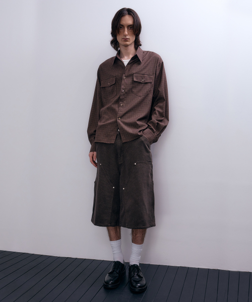 NUAKLE(ヌアクル)の「(m) ワークワッフルバミューダショーツ_モカブラウン(その他パンツ・メンズ・その他・1/2)」の1枚目の写真