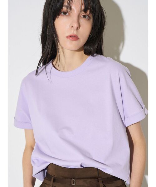 ELENDEEK(エレンディーク)の「ロールアップTカットソー(Tシャツ/カットソー・レディース・チャコールグレー/オフホワイト/ラベンダー・FREE)」の1枚目の写真
