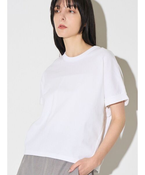 ELENDEEK(エレンディーク)の「ロールアップTカットソー(Tシャツ/カットソー・レディース・チャコールグレー/オフホワイト/ラベンダー・FREE)」の12枚目の写真