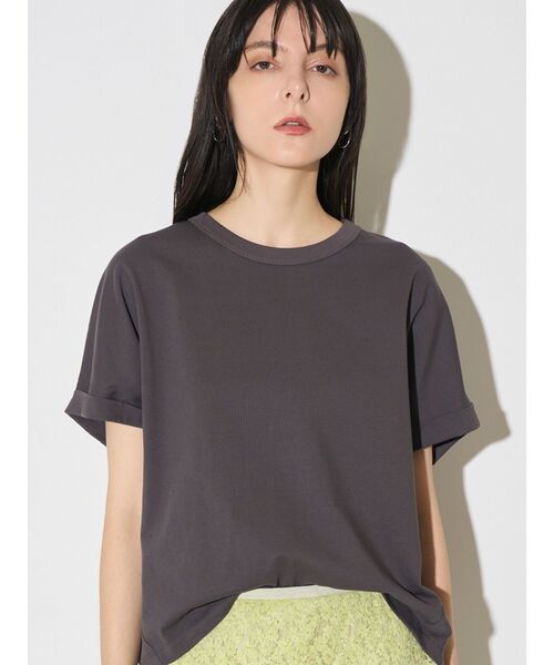 ELENDEEK（エレンディーク）の「ロールアップTカットソー（Tシャツ/カットソー・レディース・チャコールグレー/オフホワイト/ラベンダー・FREE）」の15枚目の写真