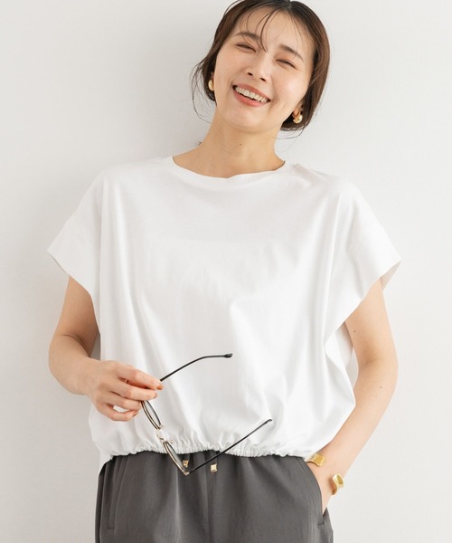 BARNYARDSTORM（バンヤードストーム）の「BARNYARDSTORM / ショルダータックスムースプルオーバー＜セットアップ対応＞（Tシャツ/カットソー・レディース・ブラウン/ホワイト/ブラック・FREE）」の4枚目の写真