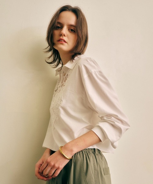 BAYFLOW（ベイフロー）の「[トレンドレースデザイン]スキッパーレースシャツ（シャツ/ブラウス・レディース・オフホワイト/ブラック・FREE）」の5枚目の写真