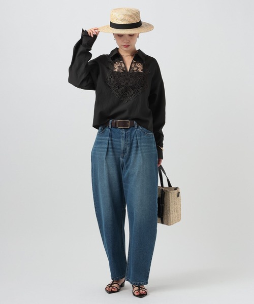 BAYFLOW（ベイフロー）の「[トレンドレースデザイン]スキッパーレースシャツ（シャツ/ブラウス・レディース・オフホワイト/ブラック・FREE）」の7枚目の写真