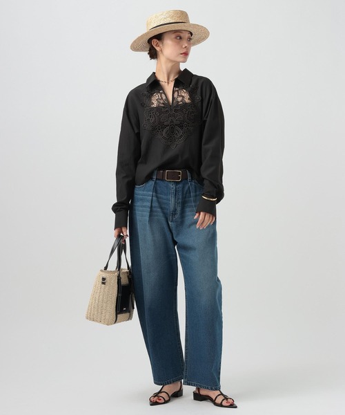 BAYFLOW（ベイフロー）の「[トレンドレースデザイン]スキッパーレースシャツ（シャツ/ブラウス・レディース・オフホワイト/ブラック・FREE）」の9枚目の写真