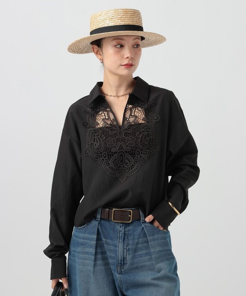 BAYFLOW（ベイフロー）の「[トレンドレースデザイン]スキッパーレースシャツ（シャツ/ブラウス・レディース・オフホワイト/ブラック・FREE）」の10枚目の写真