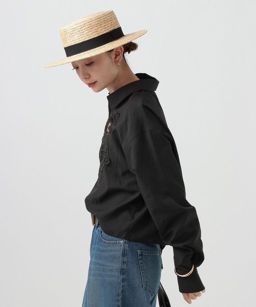 BAYFLOW（ベイフロー）の「[トレンドレースデザイン]スキッパーレースシャツ（シャツ/ブラウス・レディース・オフホワイト/ブラック・FREE）」の11枚目の写真