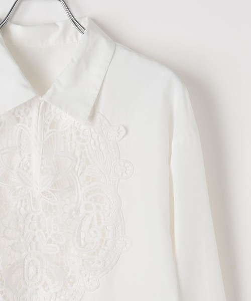 BAYFLOW（ベイフロー）の「[トレンドレースデザイン]スキッパーレースシャツ（シャツ/ブラウス・レディース・オフホワイト/ブラック・FREE）」の17枚目の写真