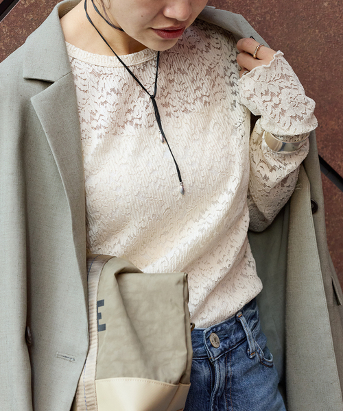 JOURNAL STANDARD(ジャーナルスタンダード)の「《WEB限定追加3》ストレッチフラワーレースインナー(Tシャツ/カットソー・レディース・アイボリー/ホワイト・FREE)」の2枚目の写真