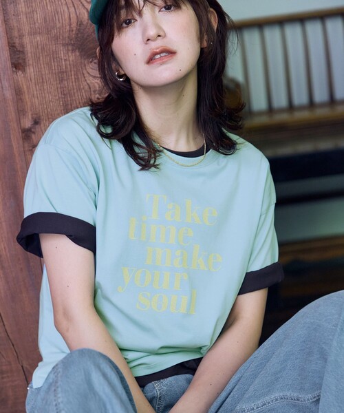 ANY(エニィ)の「ANYファンクションロゴTシャツ(Tシャツ/カットソー・レディース・ホワイト系2/ホワイト系3/ライトオレンジ系1/ブルー系1/ライトグレー系1/スカイブルー系/レッド系/ホワイト系/パープル系/ダークブラウン系1・X-LARGE)」の6枚目の写真