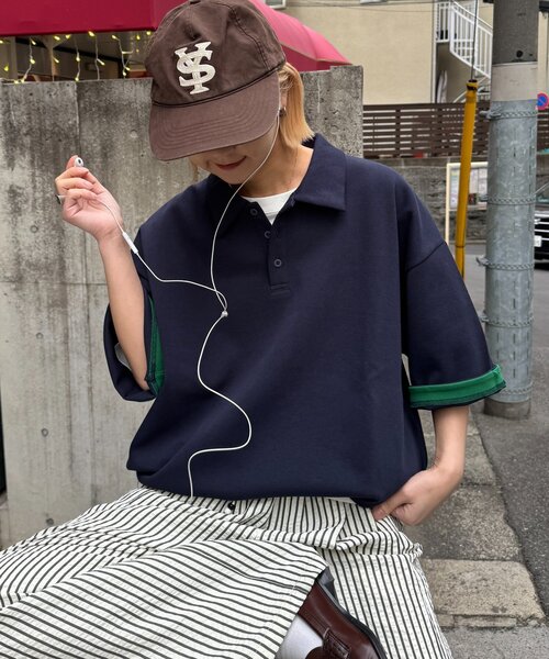 CIAOPANIC TYPY(チャオパニックティピー)の「冷感プリントワッフルポロシャツ(ポロシャツ・レディース・ネイビー/アイボリー/グレー・MEDIUM/LARGE)」の3枚目の写真