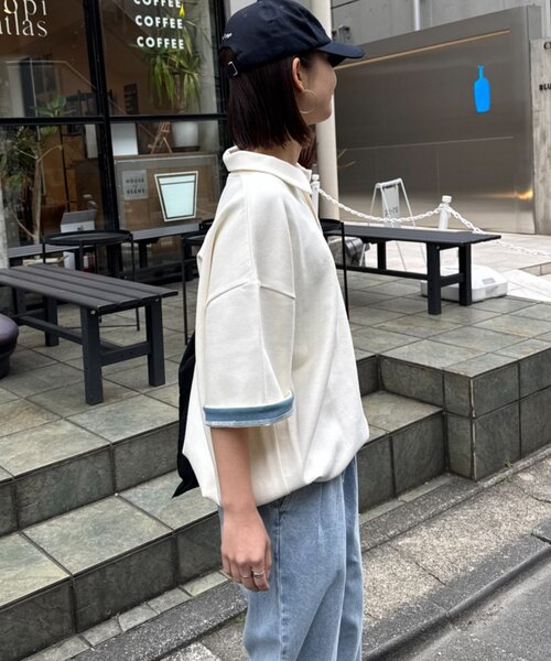 CIAOPANIC TYPY(チャオパニックティピー)の「冷感プリントワッフルポロシャツ(ポロシャツ・レディース・ネイビー/アイボリー/グレー・MEDIUM/LARGE)」の10枚目の写真