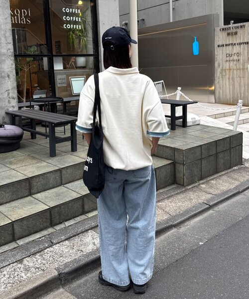 CIAOPANIC TYPY(チャオパニックティピー)の「冷感プリントワッフルポロシャツ(ポロシャツ・レディース・ネイビー/アイボリー/グレー・MEDIUM/LARGE)」の12枚目の写真