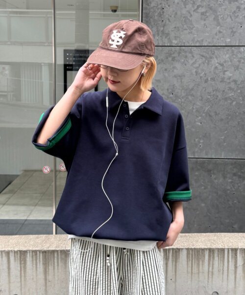 CIAOPANIC TYPY(チャオパニックティピー)の「冷感プリントワッフルポロシャツ(ポロシャツ・レディース・ネイビー/アイボリー/グレー・MEDIUM/LARGE)」の14枚目の写真