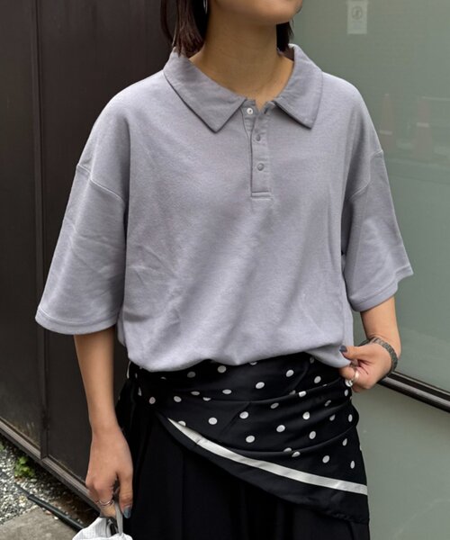 CIAOPANIC TYPY(チャオパニックティピー)の「冷感プリントワッフルポロシャツ(ポロシャツ・レディース・ネイビー/アイボリー/グレー・MEDIUM/LARGE)」の20枚目の写真