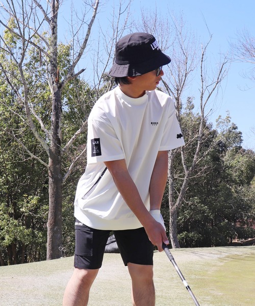 LUXE/R GOLF(ラグジュ ゴルフ)の「(RM)【LUXE/R GOLF】ストレッチ クロス ハーフジップ プルオーバー 半袖 シャツ(Tシャツ/カットソー・メンズ・ホワイト/ダークグレー/カーキ/ブラック・X-LARGE/LARGE/MEDIUM)」の1枚目の写真