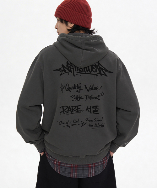 ARTISTWEAR（アーティストウェア）の「[ATW] レアソウル ピグメント フードパーカー - 2COLOR（パーカー・レディース・ブラック/レッド・MEDIUM/LARGE/X-LARGE/XX-LARGE）」の5枚目の写真