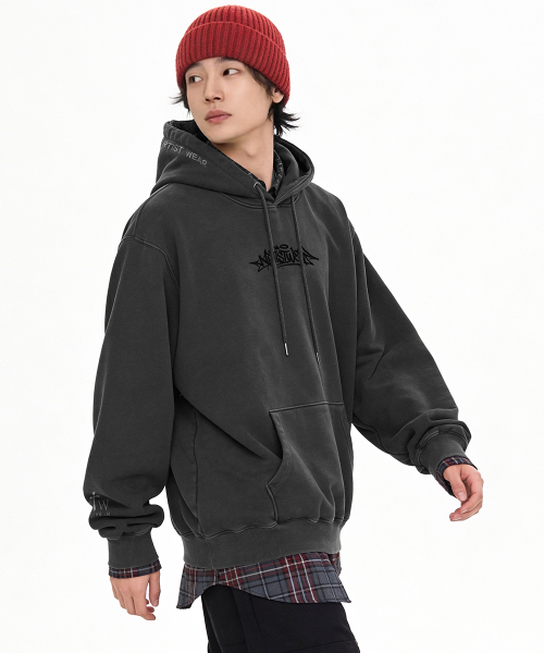 ARTISTWEAR（アーティストウェア）の「[ATW] レアソウル ピグメント フードパーカー - 2COLOR（パーカー・レディース・ブラック/レッド・MEDIUM/LARGE/X-LARGE/XX-LARGE）」の6枚目の写真