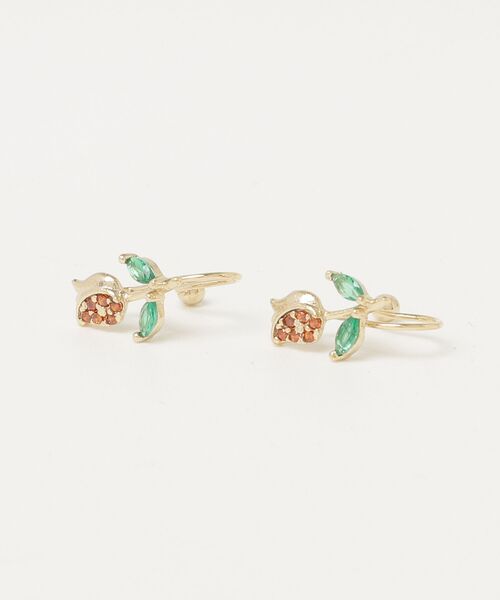 Zoule(ゾーラ)の「Zoule ゾーラ:FLOWER LETTER SERIES jewel flower letter1 花言葉 チューリップ スズラン イヤリング(イヤリング・レディース・ホワイト/レッド・FREE)」の4枚目の写真