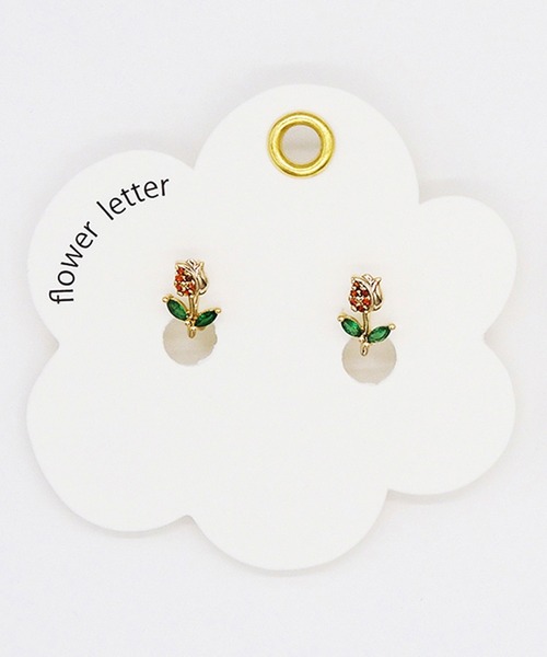 Zoule(ゾーラ)の「Zoule ゾーラ:FLOWER LETTER SERIES jewel flower letter1 花言葉 チューリップ スズラン イヤリング(イヤリング・レディース・ホワイト/レッド・FREE)」の7枚目の写真