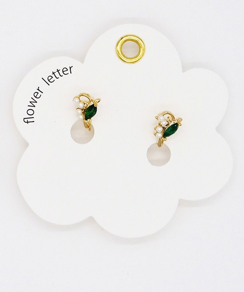 Zoule(ゾーラ)の「Zoule ゾーラ:FLOWER LETTER SERIES jewel flower letter1 花言葉 チューリップ スズラン イヤリング(イヤリング・レディース・ホワイト/レッド・FREE)」の6枚目の写真