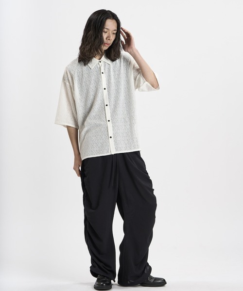 NO ID.(ノーアイディ)の「【NO ID.】Diamond Sheer BIG Shirt / ダイヤ シアー ビッグ シャツ(シャツ/ブラウス・メンズ・ブラック/ホワイト・ONE SIZE)」の19枚目の写真