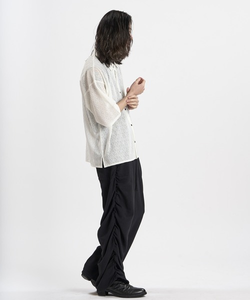 NO ID.(ノーアイディ)の「【NO ID.】Diamond Sheer BIG Shirt / ダイヤ シアー ビッグ シャツ(シャツ/ブラウス・メンズ・ブラック/ホワイト・ONE SIZE)」の21枚目の写真