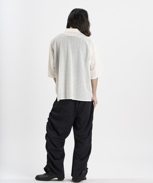NO ID.(ノーアイディ)の「【NO ID.】Diamond Sheer BIG Shirt / ダイヤ シアー ビッグ シャツ(シャツ/ブラウス・メンズ・ブラック/ホワイト・ONE SIZE)」の22枚目の写真