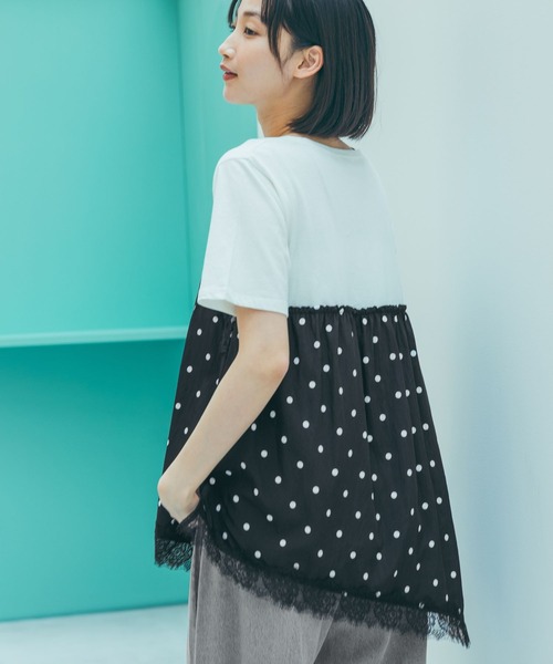 niko and...(ニコアンド)の「トリムレースドッキングTシャツ(Tシャツ/カットソー・レディース・ブラウン/クリーム/ブラック・FREE)」の6枚目の写真