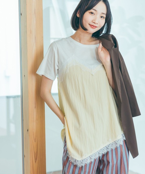 niko and...(ニコアンド)の「トリムレースドッキングTシャツ(Tシャツ/カットソー・レディース・ブラウン/クリーム/ブラック・FREE)」の13枚目の写真