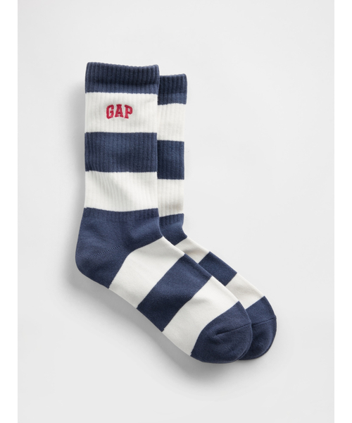 GAP(ギャップ)の「ラグビーストライプ GAPロゴ クルーソックス(ソックス/靴下・メンズ・ホワイト×ブルー/グリーン/レッド/グリーン系その他/ブルー・S/M/M/L)」の2枚目の写真