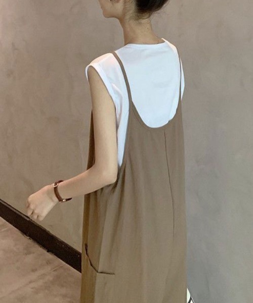 mielu(ミエル)の「ワイドキャミサロペット(サロペット/オーバーオール・レディース・ベージュ/ブラック・LARGE/MEDIUM)」の14枚目の写真