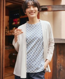 【ひやさらコットン】小紋柄プリントTシャツ【綿100%・接触冷感・UVカット】