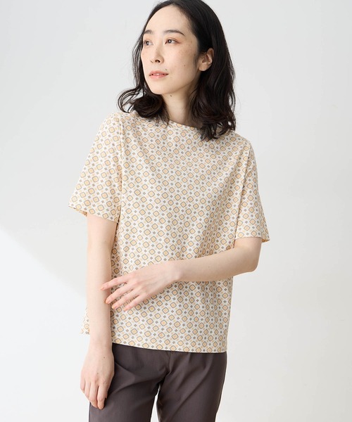 DECOY SINCE 1981(デコイシンスイチキュウハチイチ)の「【ひやさらコットン】小紋柄プリントTシャツ【綿100%・接触冷感・UVカット】(Tシャツ/カットソー・レディース・オレンジ/ネイビー/グリーン・M/L/LL)」の12枚目の写真